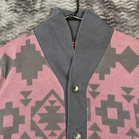 Arizona Jean Co. Pink & Brown Aztec Cardigan Sweater Buttons Mens size Medium - Picture 4 of 9
